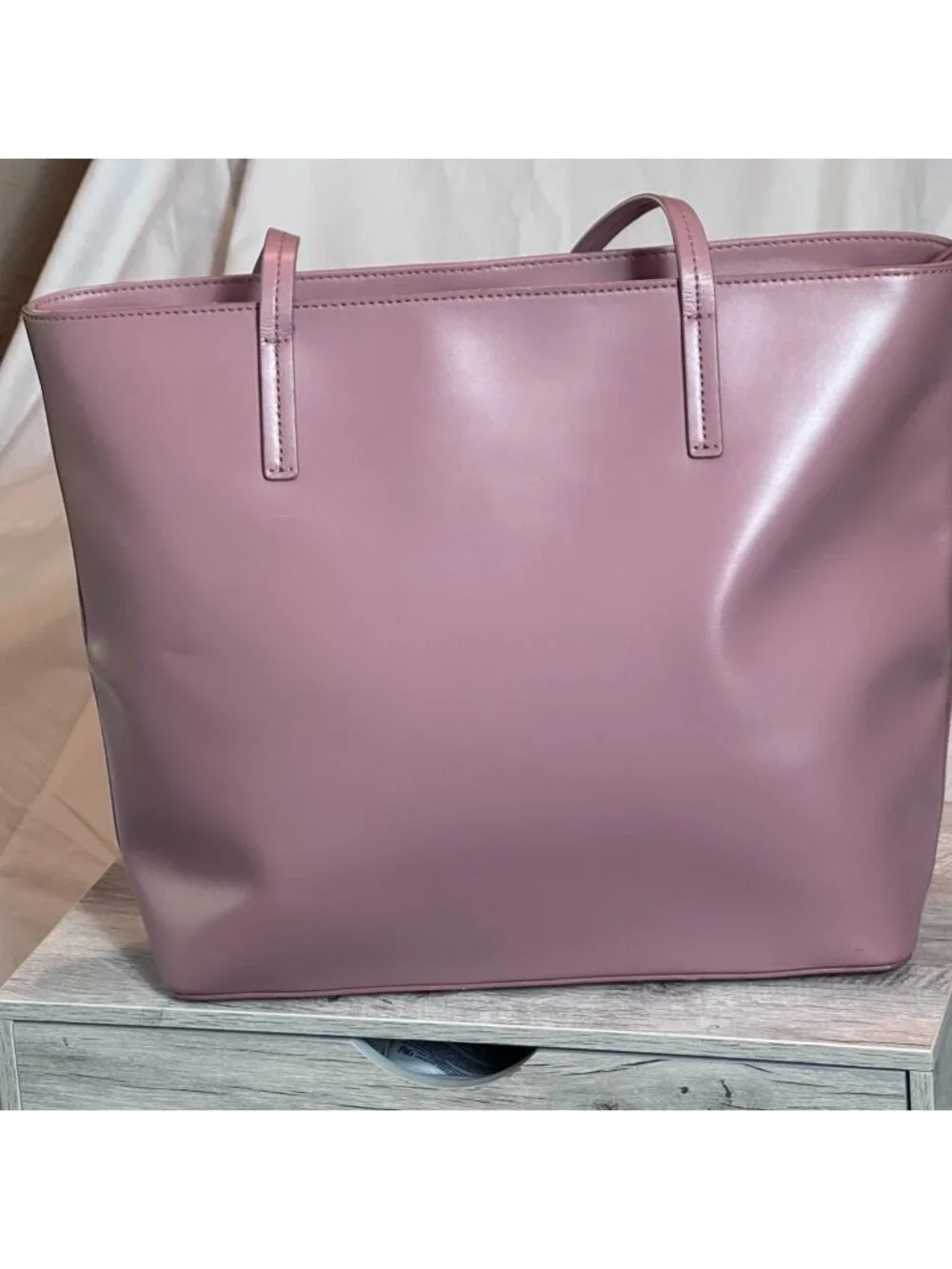Kate Spade New York Large Mauve Pink Leather Zip Top Tote Shoulder Bag